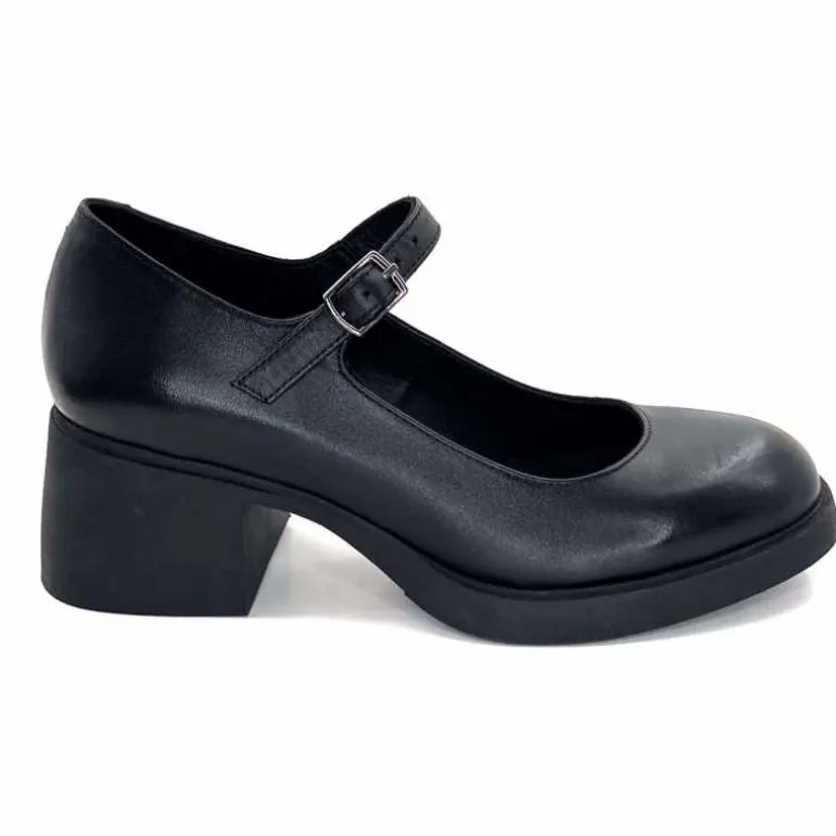 marcha / m.moustafa Babies à Talon Ivoire Snj 2008 Cuir Noir Sale