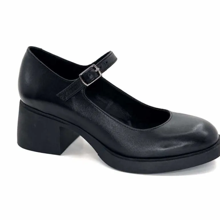 marcha / m.moustafa Babies à Talon Ivoire Snj 2008 Cuir Noir Sale