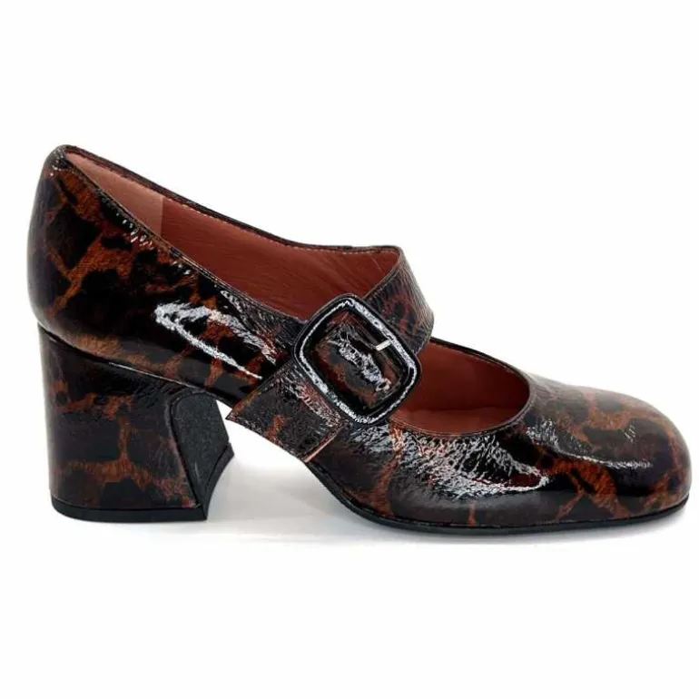 Ivoire0331 Ballerines à Talon Ivoire 5126 Z Cuir Vernis Léo Léopard Outlet