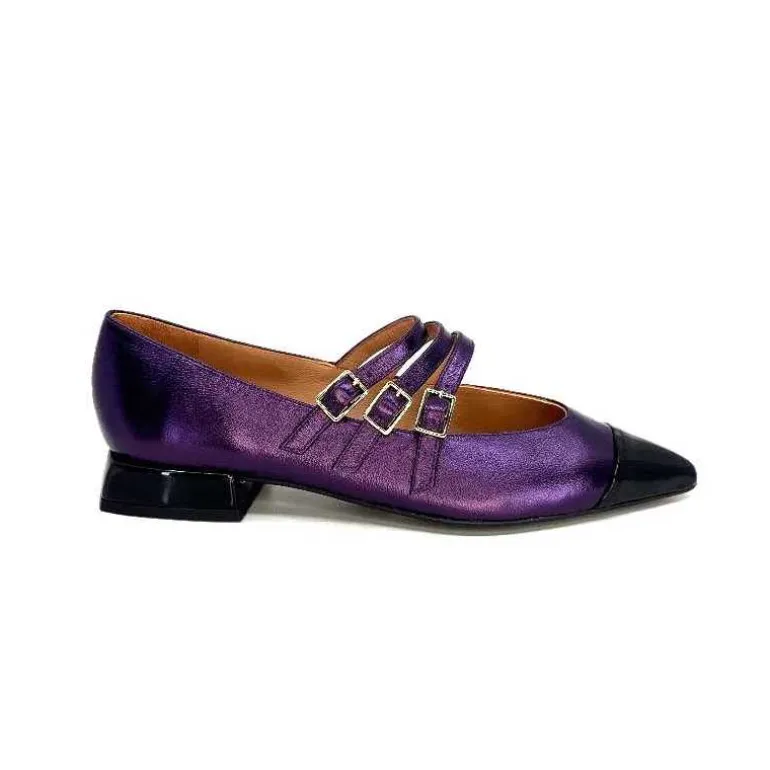 Dansi Ballerines 5702 Cuir Métal Violet Fushia Cheap