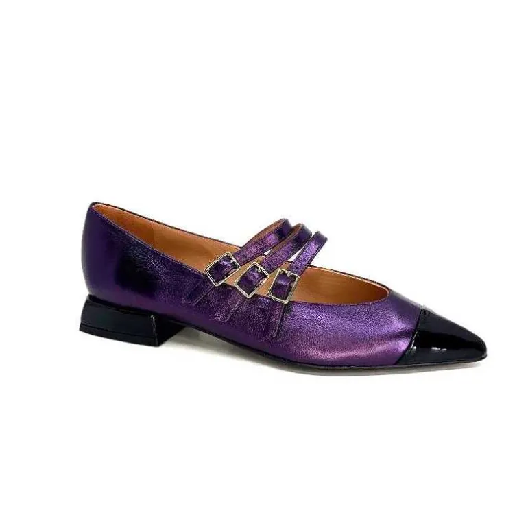 Dansi Ballerines 5702 Cuir Métal Violet Fushia Cheap