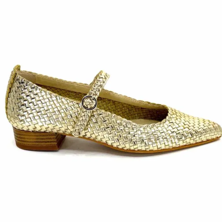 Ivoire0303 Ballerines Ivoire 24776 Cuir Tressé Or Shop