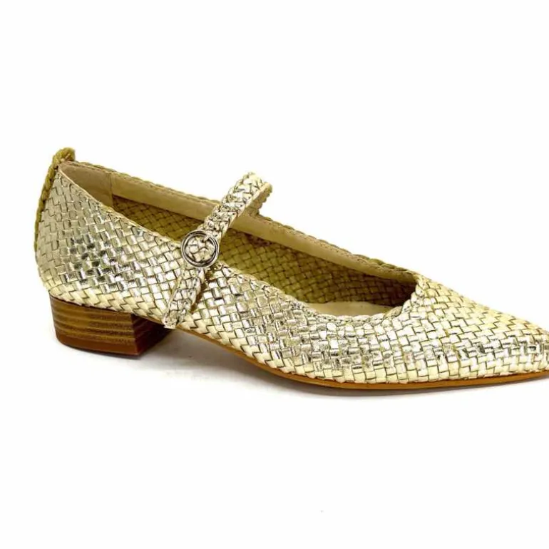 Ivoire0303 Ballerines Ivoire 24776 Cuir Tressé Or Shop
