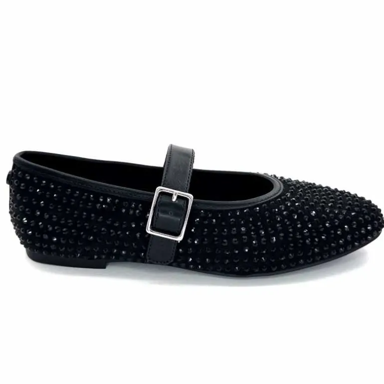Ivoire0317a Ballerines Ivoire 2300416 &amp; Strass Noir Flash Sale