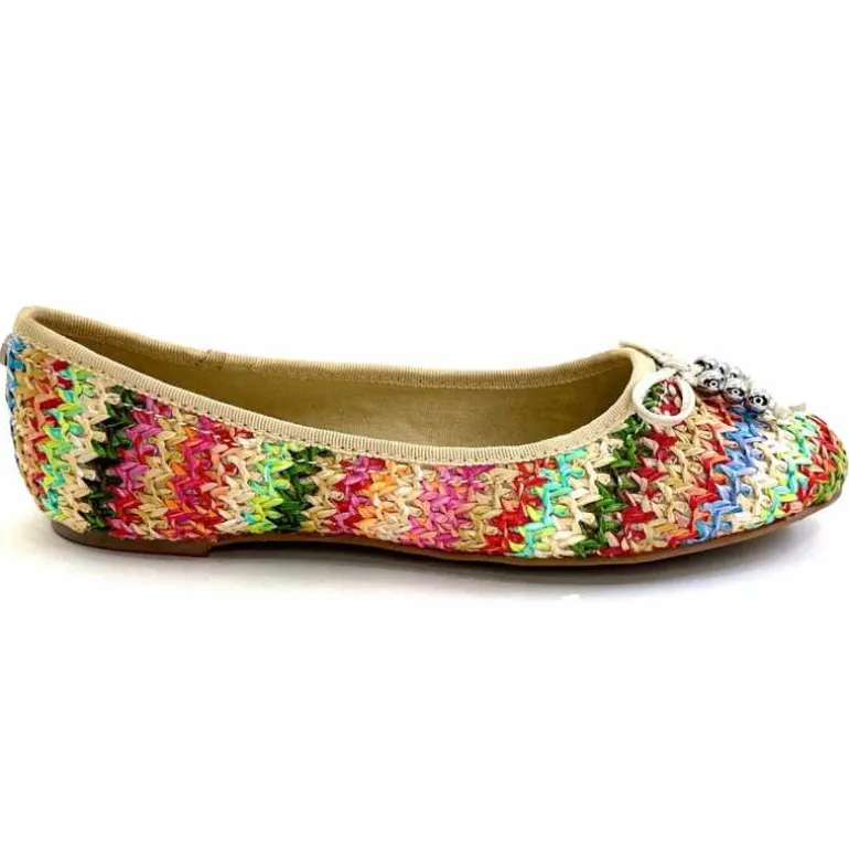 Ivoire0317a Ballerines Ivoire 2201023 Raffia Multicolore Cheap