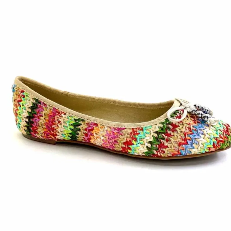 Ivoire0317a Ballerines Ivoire 2201023 Raffia Multicolore Cheap