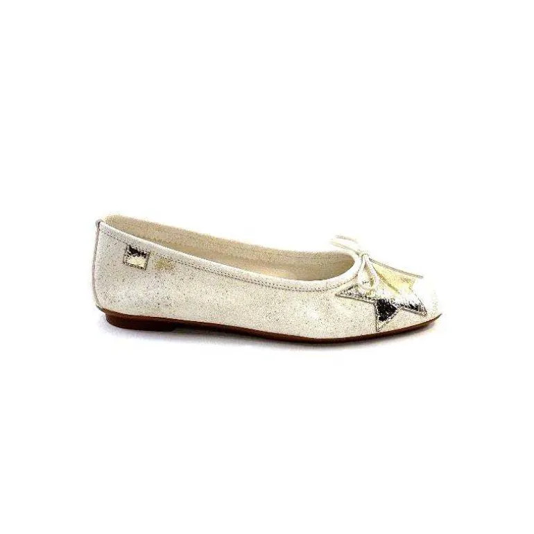 Requin Ballerines Reqins Hello Cuir Doré Blanc Flash Sale