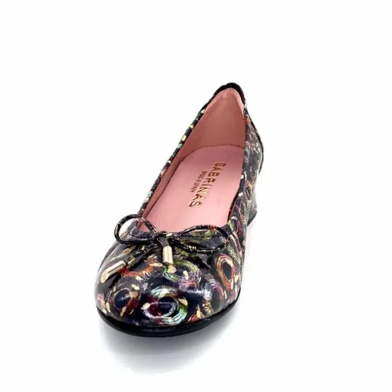 Sabrinas Ballerines 93100 Madeira Cuir Vernis Marine Motifs MultiColor Multicolore Discount
