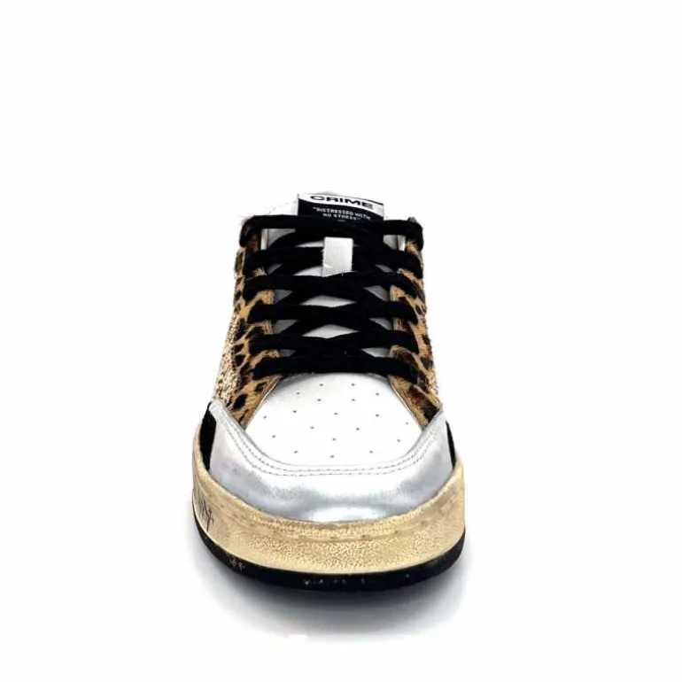 Crime London Baskets 21201 Cuir Blanc Argent Or Léo Orange Multicolore Clearance