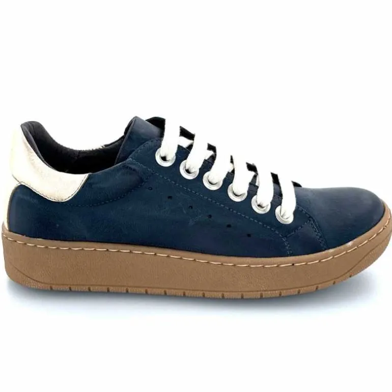 Chacal Baskets Fermeture Eclair 6950 Cuir Doré Bleu Outlet