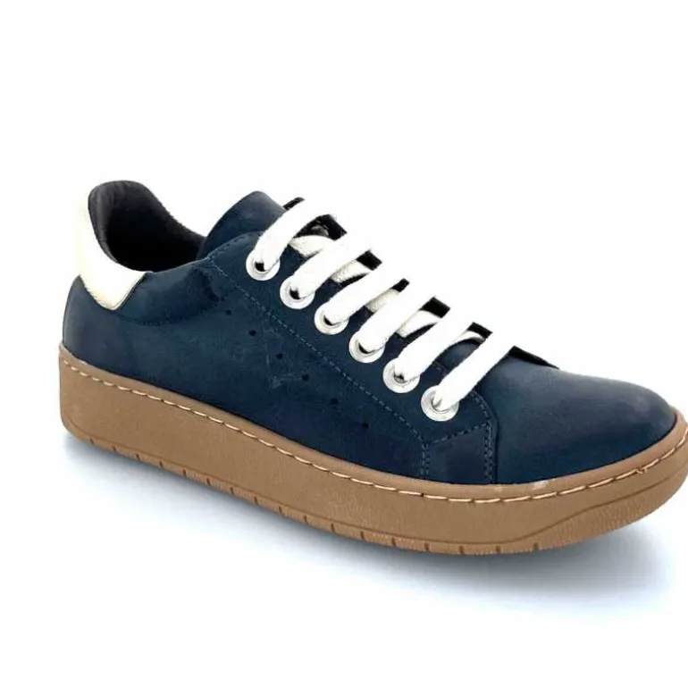 Chacal Baskets Fermeture Eclair 6950 Cuir Doré Bleu Outlet