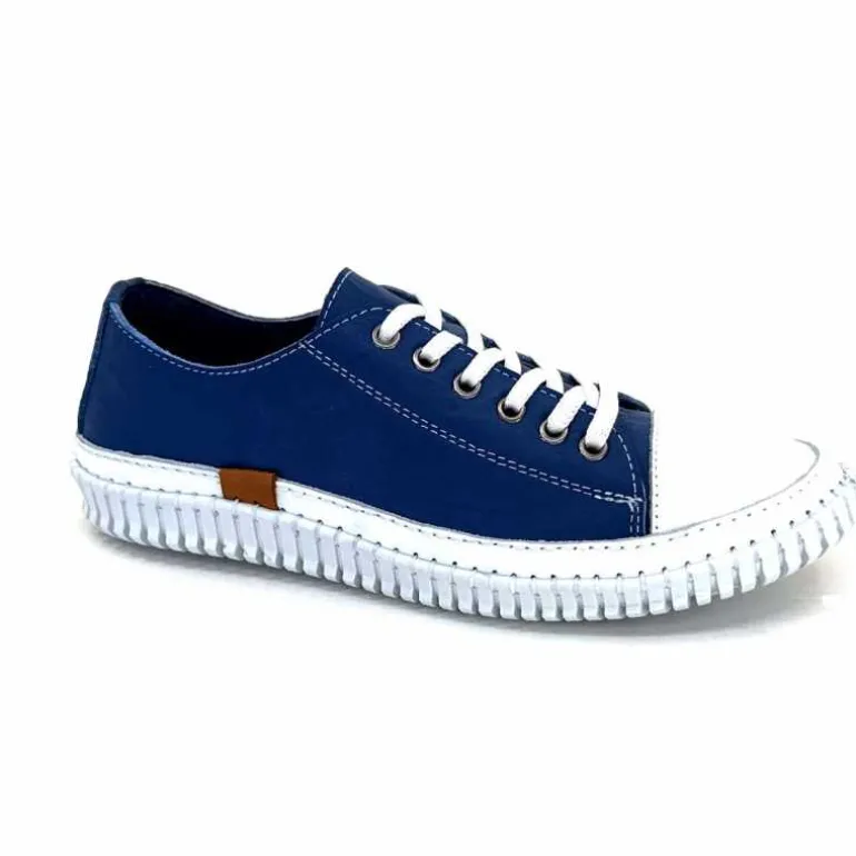 441-ivoire1 Baskets Légère Ivoire 032 11106 Cuir Bleu Best