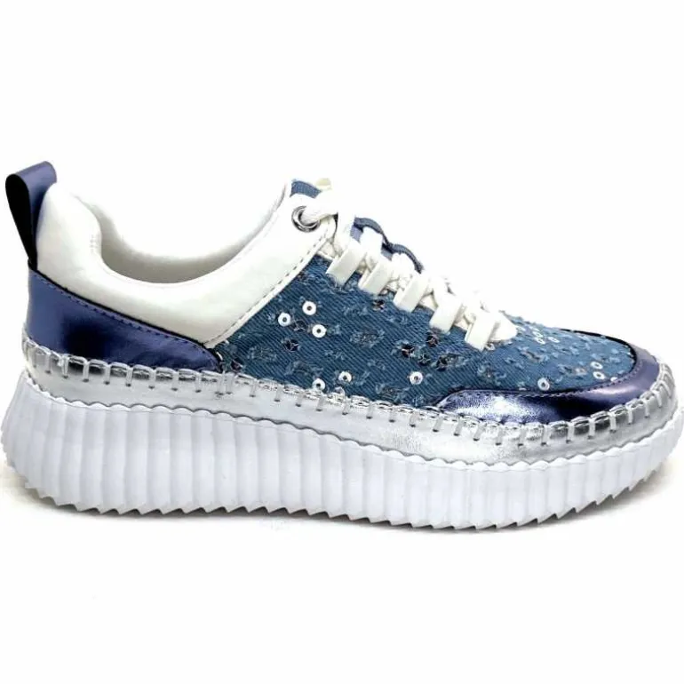 Ivoire0317a Baskets Légère Ivoire 2300962 Textile Bleu Hot