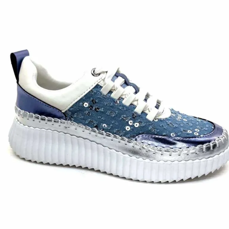 Ivoire0317a Baskets Légère Ivoire 2300962 Textile Bleu Hot