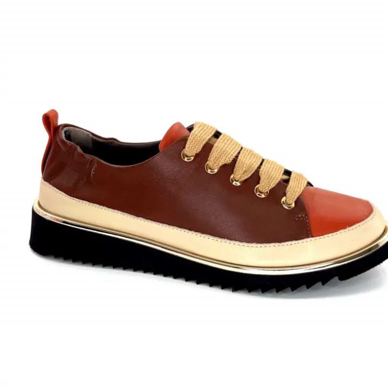 XSA Baskets Légère 8010 Poseidon Cuir Beige &amp; Rouille Marron Outlet