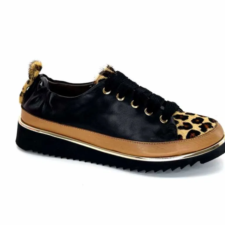 XSA Baskets Légère 8010 Poseidon Léo Cuir Marron &amp; Noir Cheap