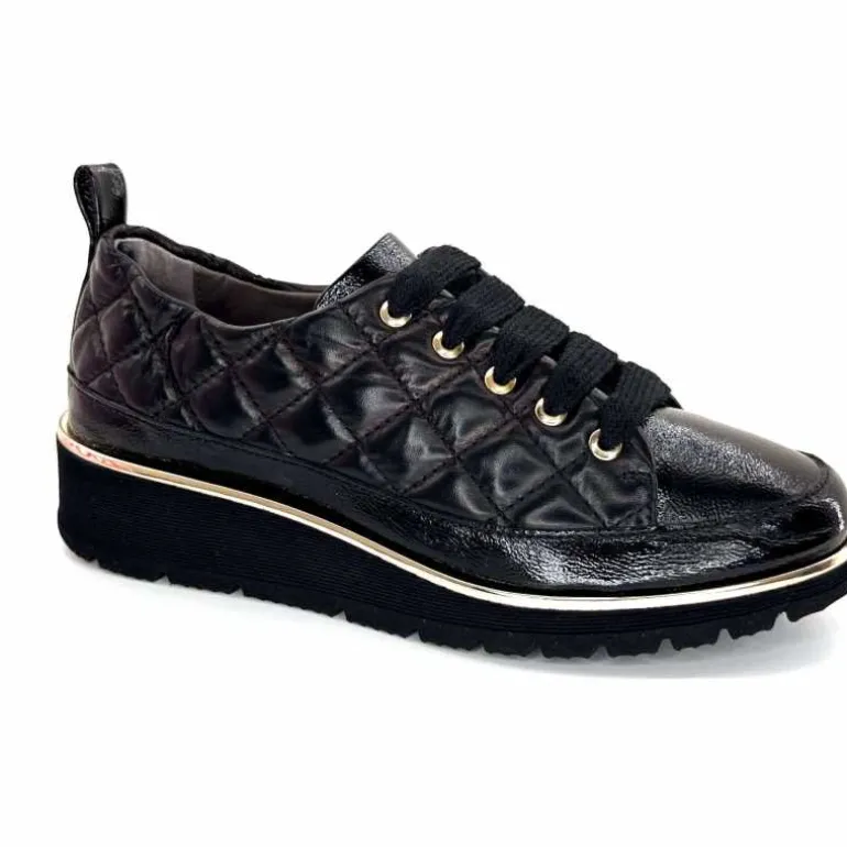 XSA Baskets Légère 160 Vernis &amp; Cuir Matelassé Noir Cheap