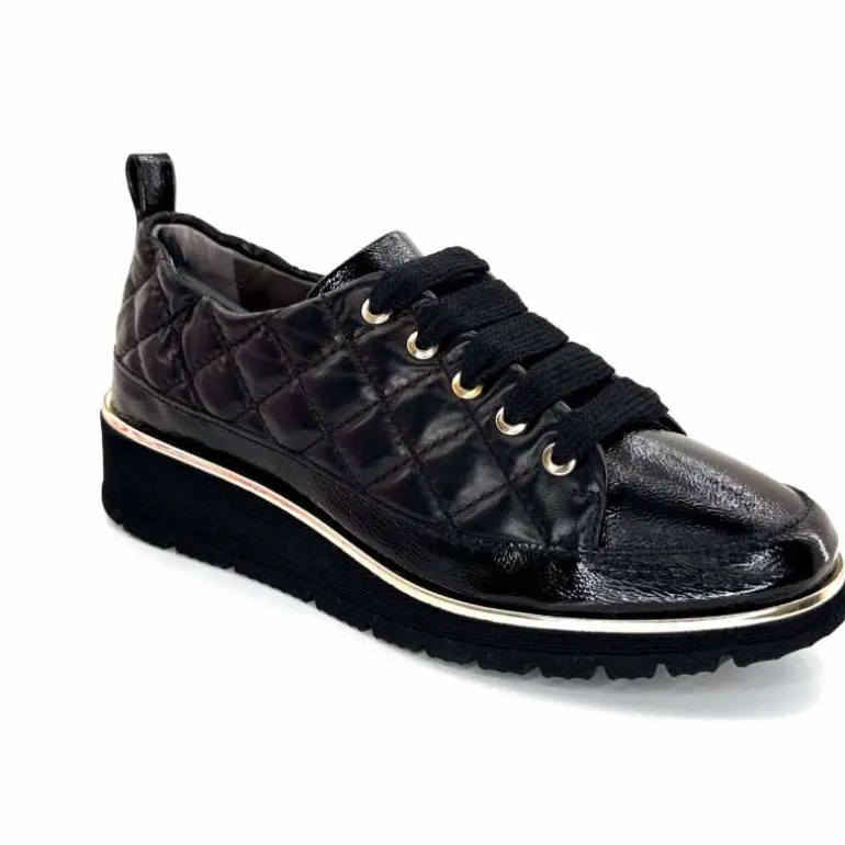 baskets_lgre_xsa__vernis_noir_ampamp_cuir_noir_matelass_2.webp XSA Baskets Légère 160 Vernis & Cuir Matelassé Noir Cheap