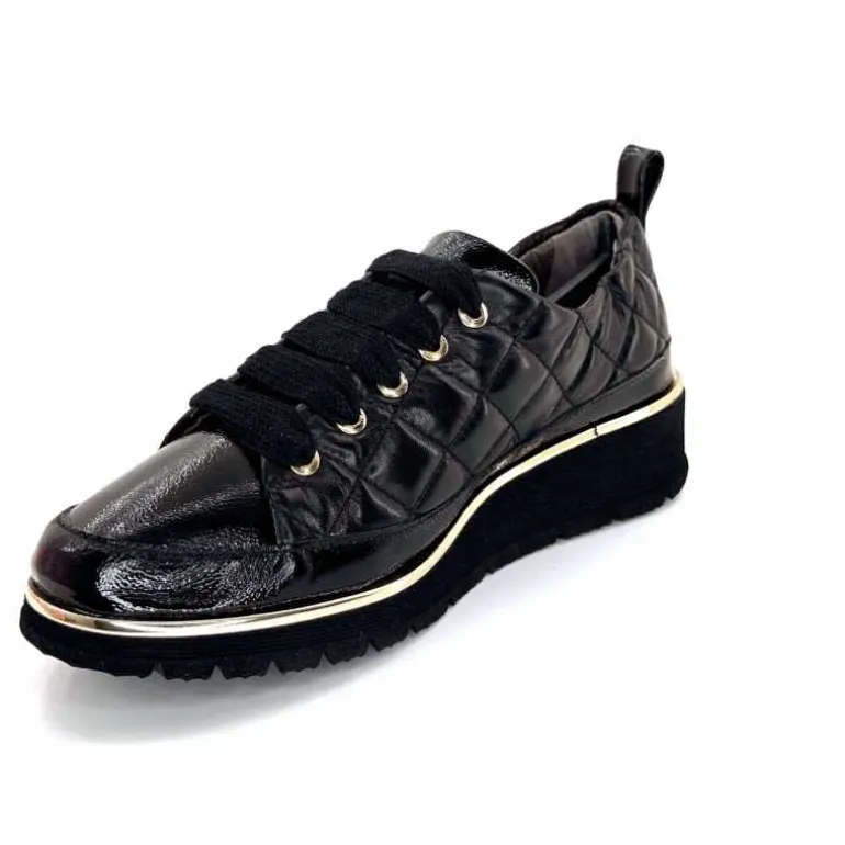 baskets_lgre_xsa__vernis_noir_ampamp_cuir_noir_matelass_9.webp XSA Baskets Légère 160 Vernis & Cuir Matelassé Noir Cheap