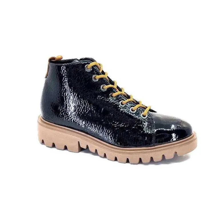 Ivoire0130a Baskets Montante Ivoire 3g4925 Cuir Vernis Noir Marron Hot