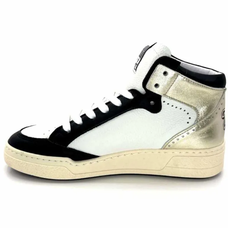 Semerdjian Baskets Montante SMR23 Braga A557 Cuir Noir Or Blanc Online