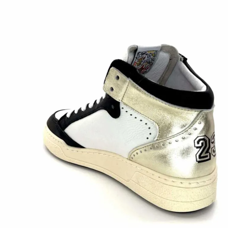 Semerdjian Baskets Montante SMR23 Braga A557 Cuir Noir Or Blanc Online