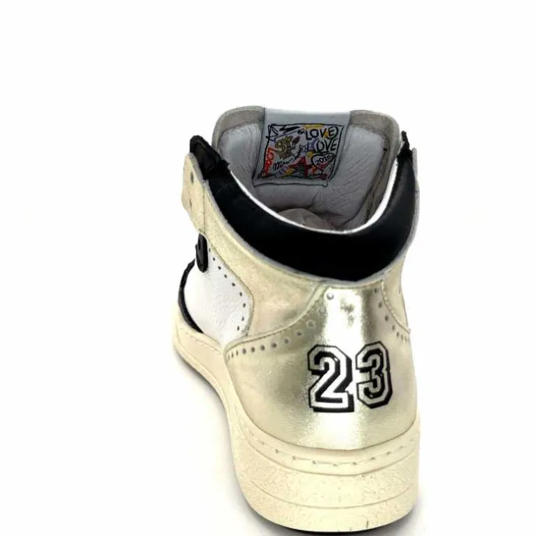 Semerdjian Baskets Montante SMR23 Braga A557 Cuir Noir Or Blanc Online