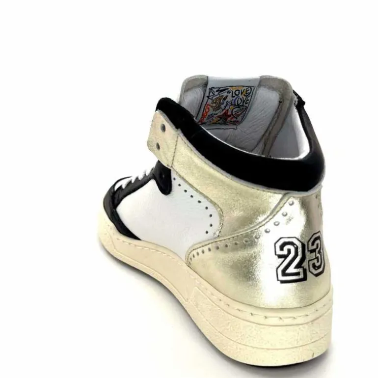 Semerdjian Baskets Montante SMR23 Braga A557 Cuir Noir Or Blanc Online