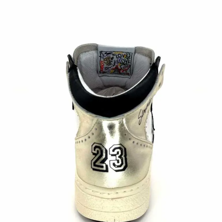 Semerdjian Baskets Montante SMR23 Braga A557 Cuir Noir Or Blanc Online