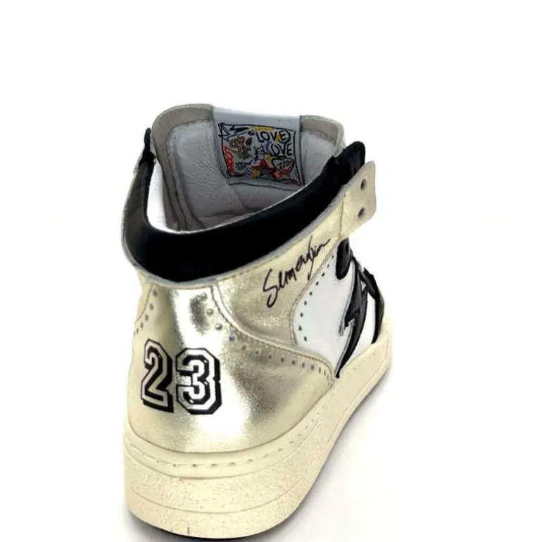 Semerdjian Baskets Montante SMR23 Braga A557 Cuir Noir Or Blanc Online