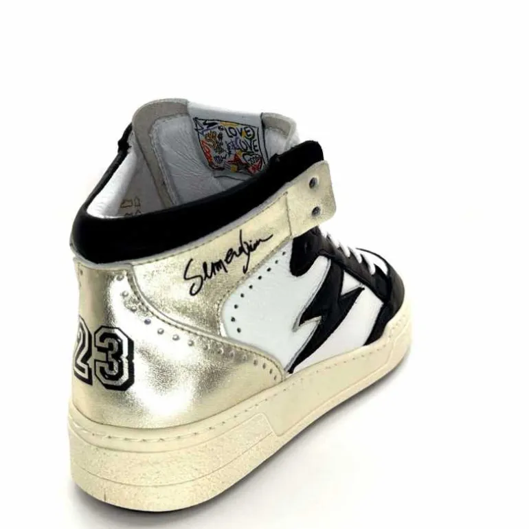 Semerdjian Baskets Montante SMR23 Braga A557 Cuir Noir Or Blanc Online