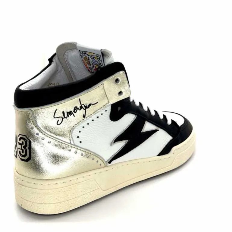 Semerdjian Baskets Montante SMR23 Braga A557 Cuir Noir Or Blanc Online