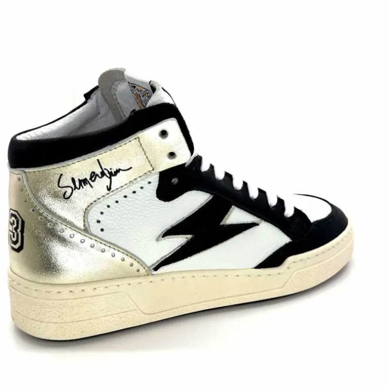 Semerdjian Baskets Montante SMR23 Braga A557 Cuir Noir Or Blanc Online
