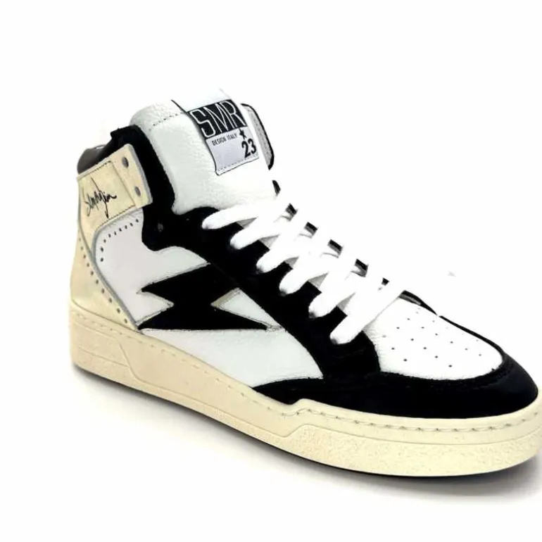 Semerdjian Baskets Montante SMR23 Braga A557 Cuir Noir Or Blanc Online