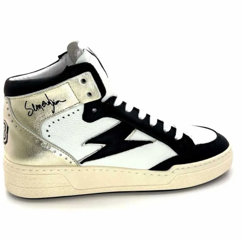 Semerdjian Baskets Montante SMR23 Braga A557 Cuir Noir Or Blanc Online