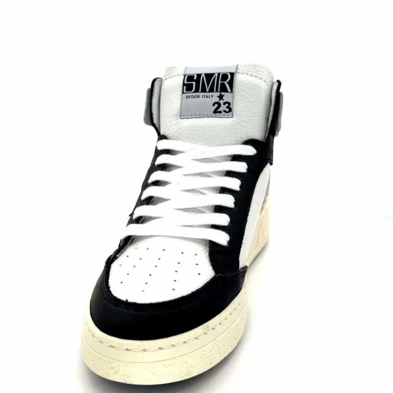 Semerdjian Baskets Montante SMR23 Braga A557 Cuir Noir Or Blanc Online