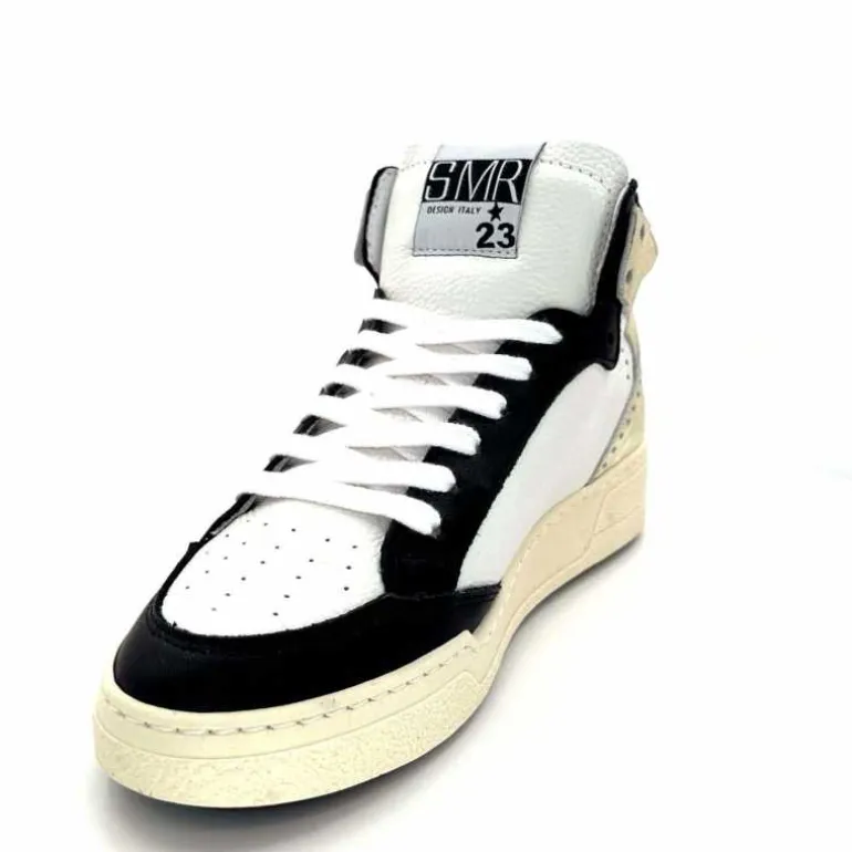 Semerdjian Baskets Montante SMR23 Braga A557 Cuir Noir Or Blanc Online