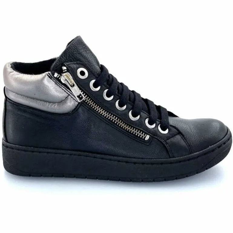 Chacal Baskets Montantes Fermeture Éclair 6944 Cuir Noir Outlet