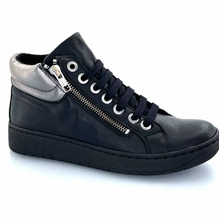 Chacal Baskets Montantes Fermeture Éclair 6944 Cuir Noir Outlet