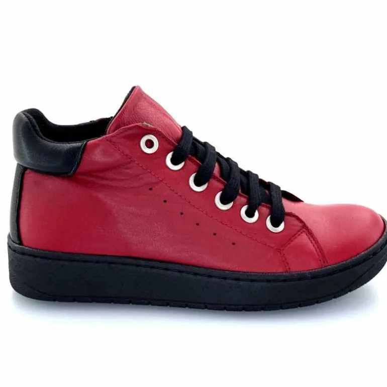 Chacal Baskets Montantes Fermeture Éclair 6943 Cuir Rouge Shop