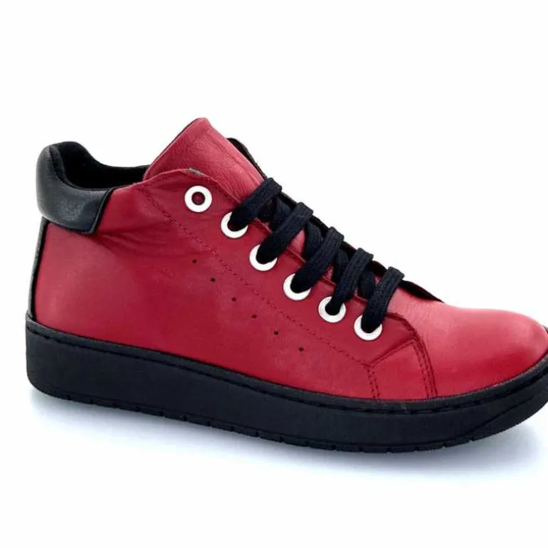 Chacal Baskets Montantes Fermeture Éclair 6943 Cuir Rouge Shop