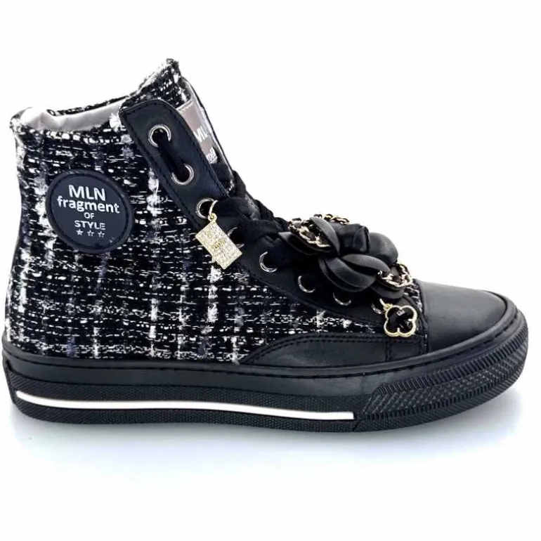 Méliné Baskets Montantes He 202 Textile Blanc Bijoux Noir Online