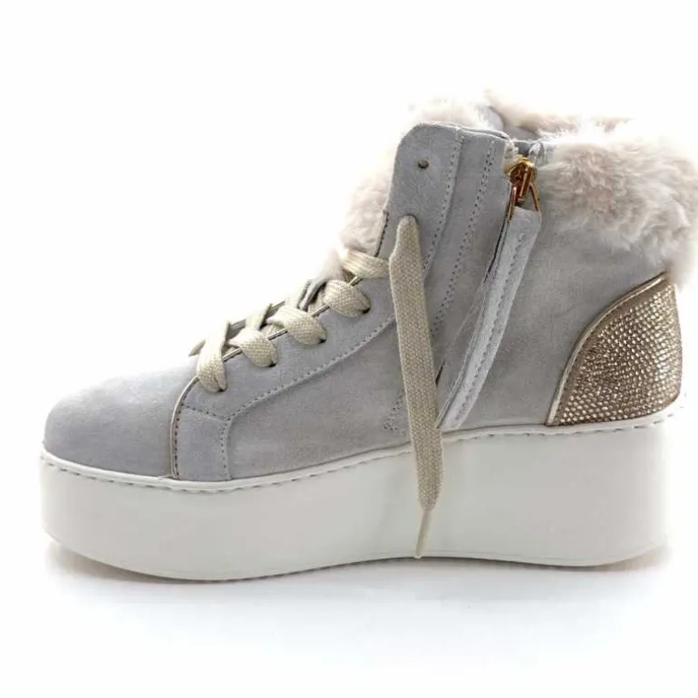 GioPiu Baskets Montantes Plateformes Gio+ Rosa P02 Daim Gris Clair GrisClair Best