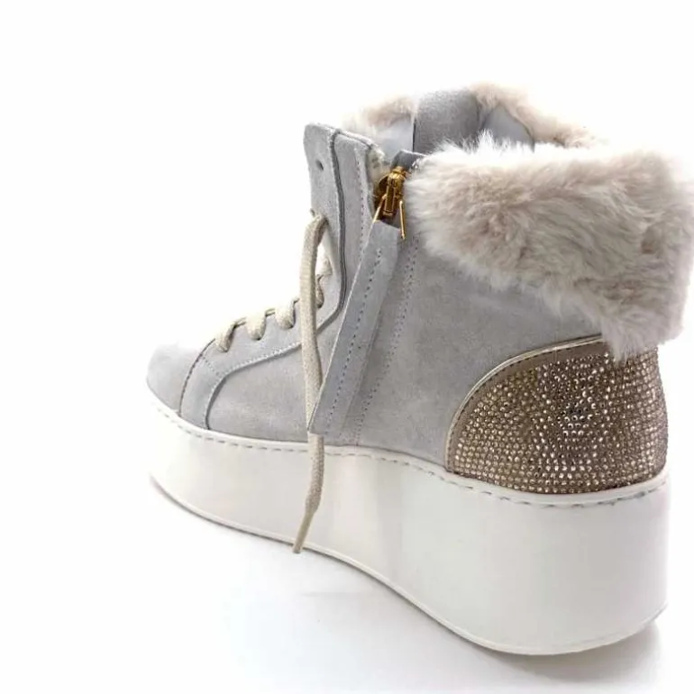 GioPiu Baskets Montantes Plateformes Gio+ Rosa P02 Daim Gris Clair GrisClair Best