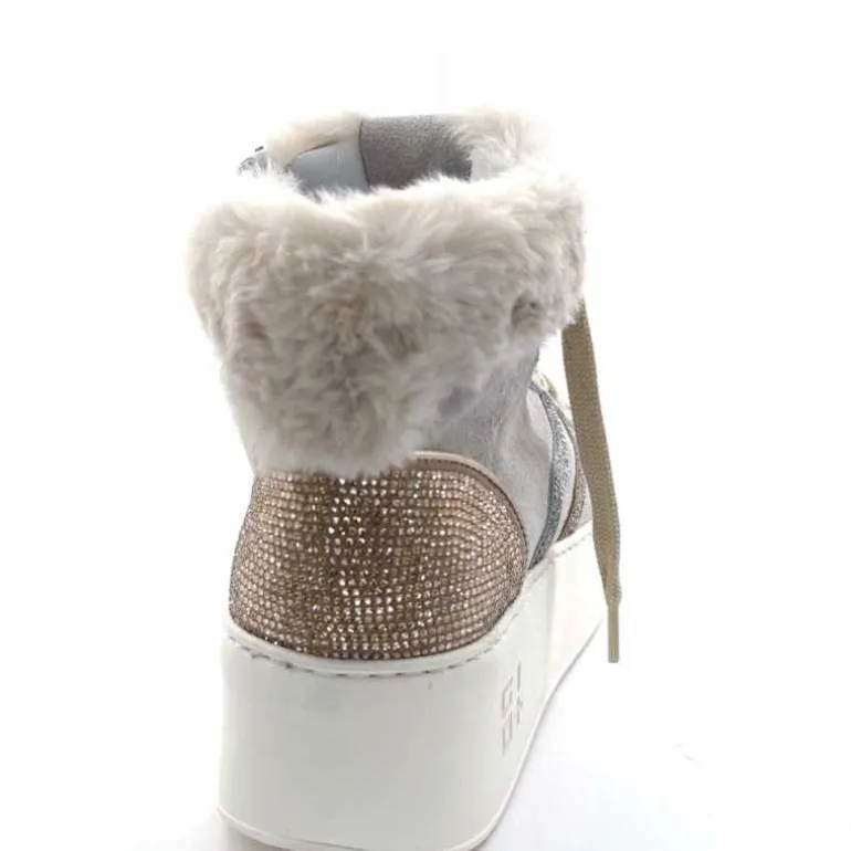 GioPiu Baskets Montantes Plateformes Gio+ Rosa P02 Daim Gris Clair GrisClair Best