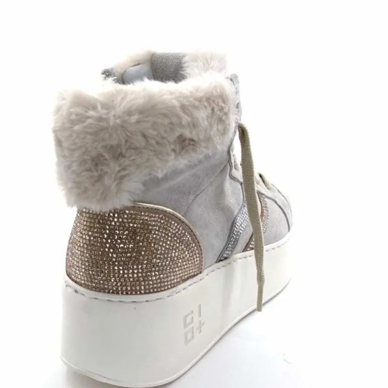 GioPiu Baskets Montantes Plateformes Gio+ Rosa P02 Daim Gris Clair GrisClair Best