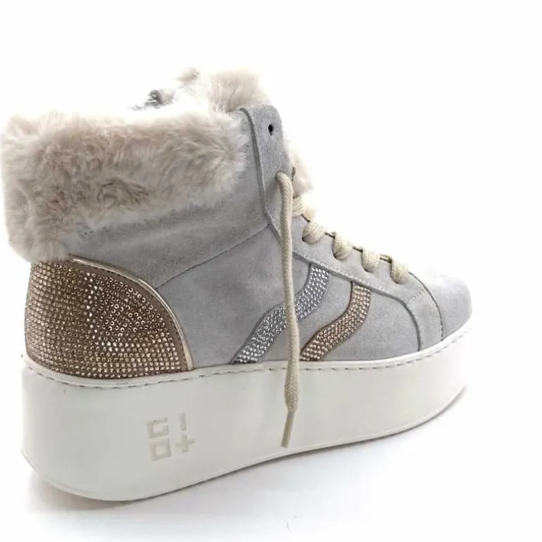 GioPiu Baskets Montantes Plateformes Gio+ Rosa P02 Daim Gris Clair GrisClair Best