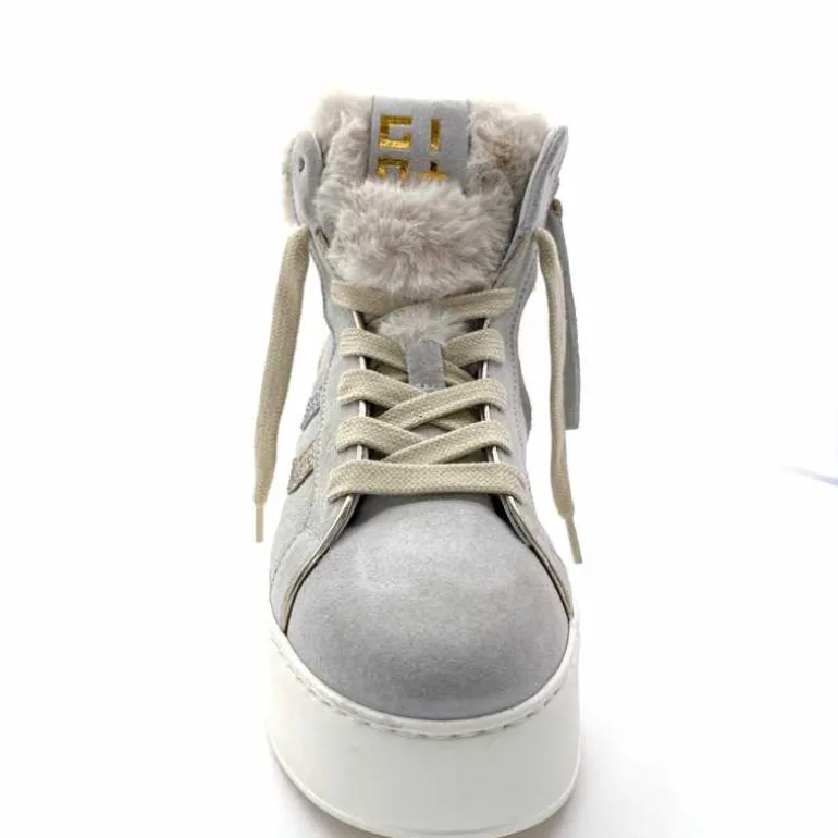 GioPiu Baskets Montantes Plateformes Gio+ Rosa P02 Daim Gris Clair GrisClair Best