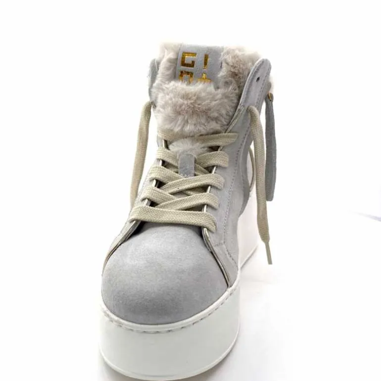 GioPiu Baskets Montantes Plateformes Gio+ Rosa P02 Daim Gris Clair GrisClair Best