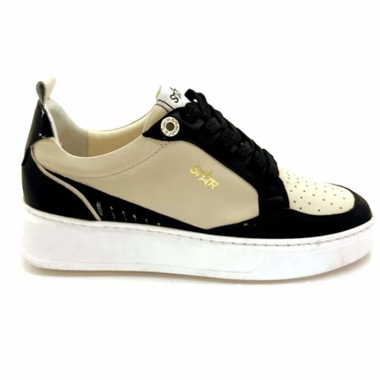 Myma Baskets 7921 Cuir Crème Noir CrèmeNoir Hot